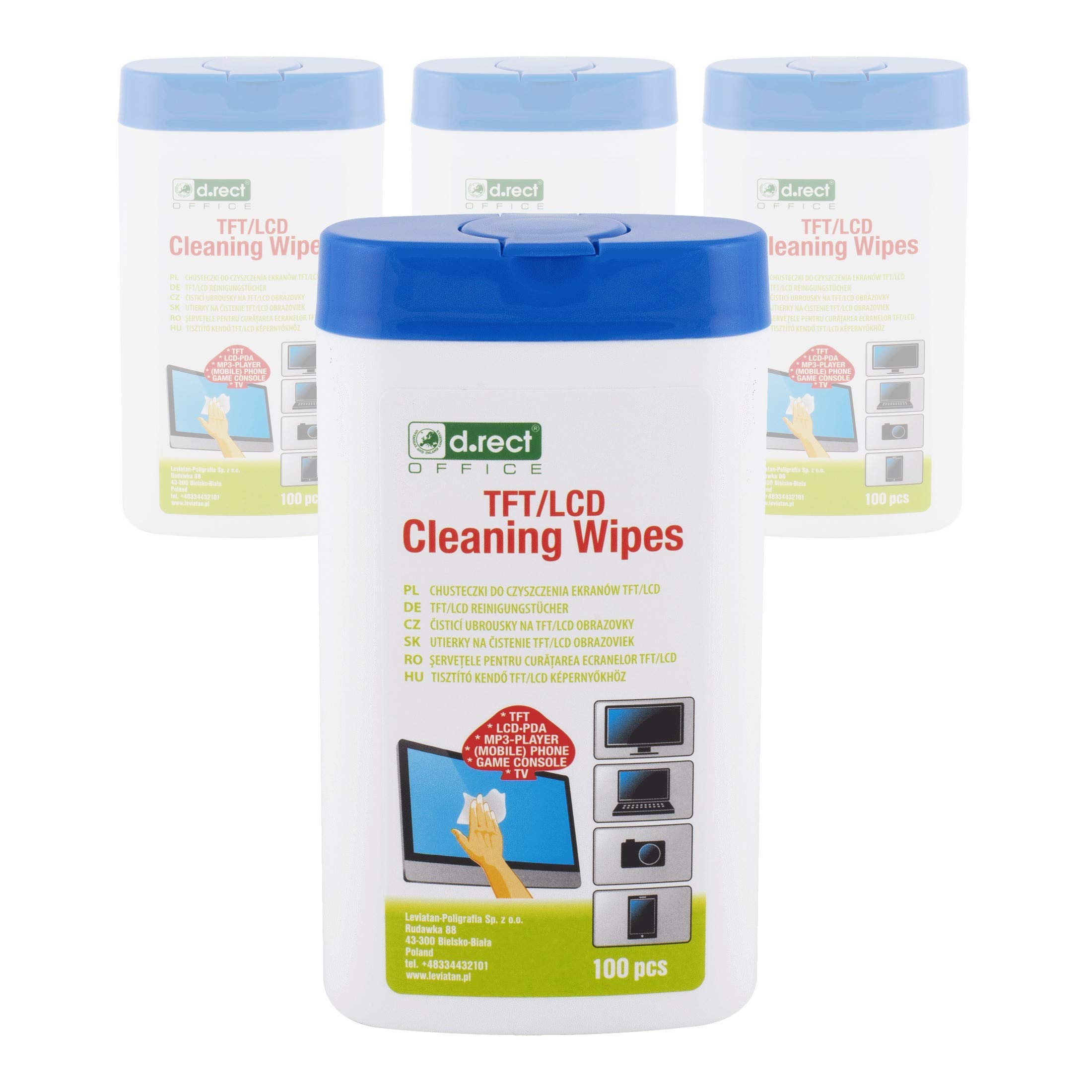D.RECT Cleaning Wipes in Dispenser for TFT/LCD Monitors Notebook, Tablet 100 Pieces Set with 4 Packs — image 1