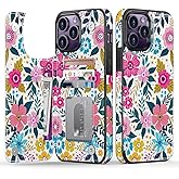 Goodon for iPhone 14 Pro Max Case Wallet - Flip Folio Leather Cover with Trendy Floral Design, 4 Card Slots & Kickstand Function, Protective Phone Case for Women and Girls - Blooming Flowers