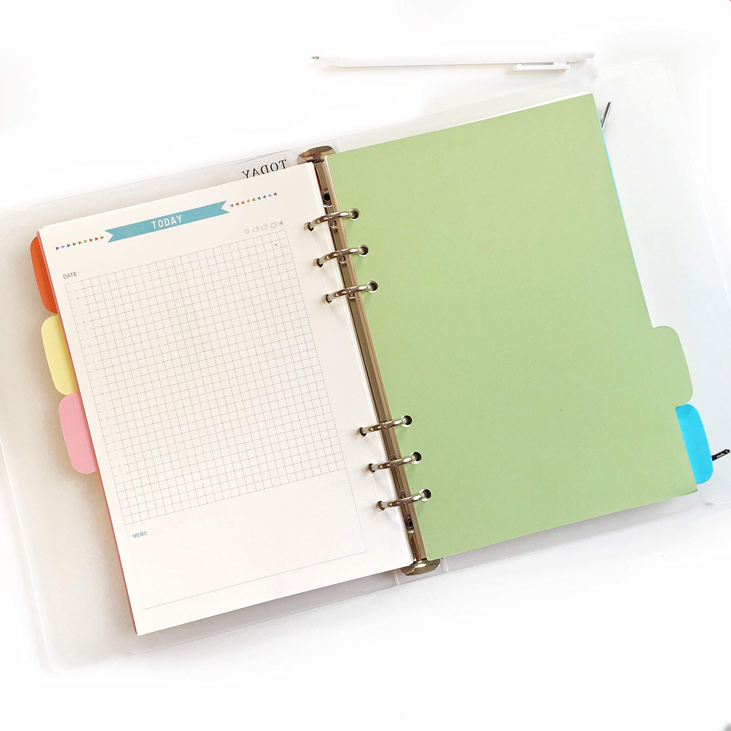 Zelten Refills/Loose Leaves for A5 Cover Ring Binder/Personal Organiser/Planner(A5 6 Holes, Divider Horizontal Colored Paper)