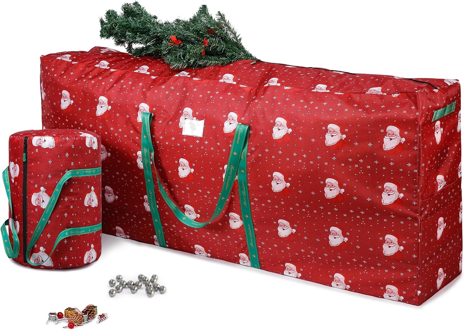 Holiday Décor Storage - YueBags Christmas Tree Storage Bag Fits for 9ft Artificial Tree, Waterproof Large Holiday Xmas Disassembled Tree Bags 7.5foot, XL Assembled Tree Duffel Bag with Ornament Storage Bag(Red)