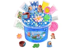 Joytry Capybara Slime Kit 10oz, Big Clear Slime Bucket for Kids 8-12 with 8 Packs Add-ins (Including Clay), Soft and Non-Stic