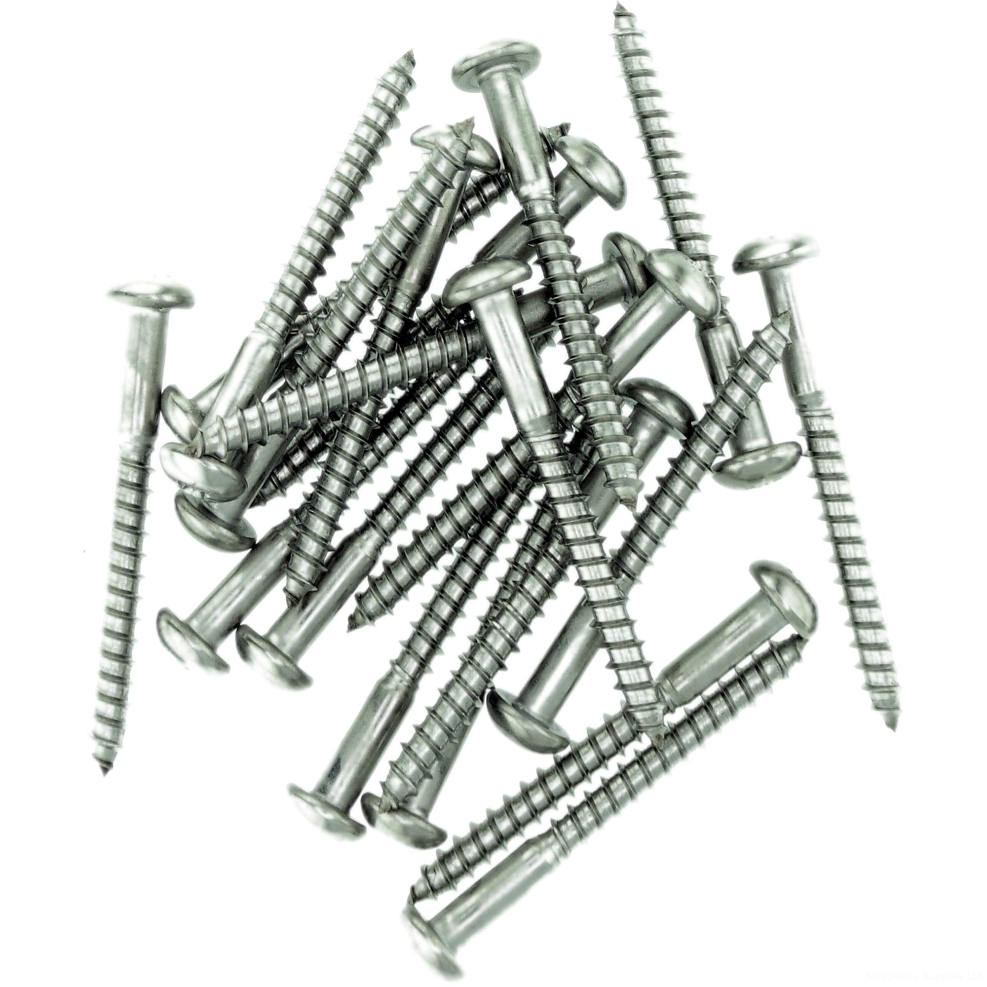 No.8 x 0.63 (4.0mm x 16mm) Pozi Pan Wood Screw - Stainless Steel (A2) (Pack of 20)