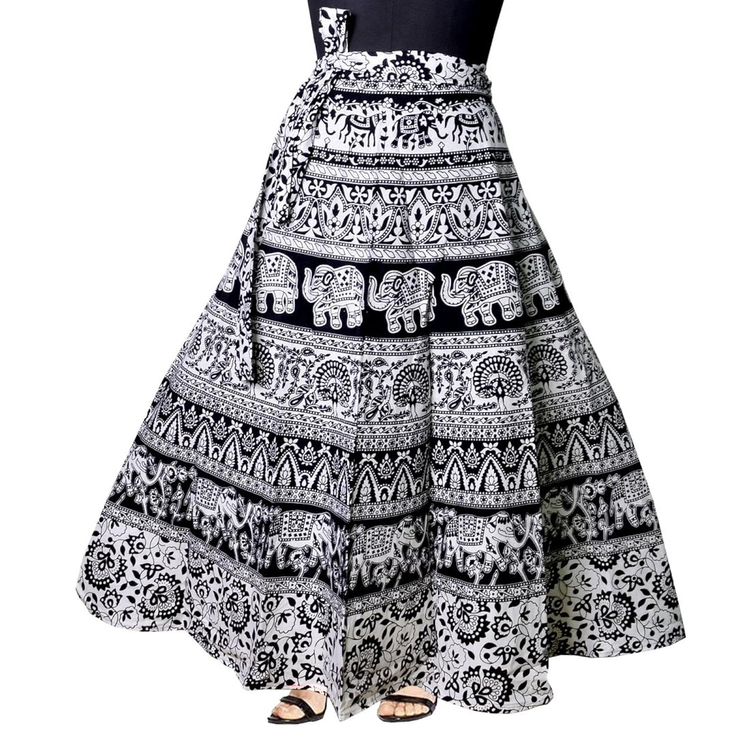 women's 100% pure cotton wrap around skirt with elegant print