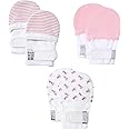 HAPIU Baby No Scratch Mittens Stay On, 100% Cotton Breathable, Adjustable Infant Gloves for Boys Girls, Newborn - 12 M