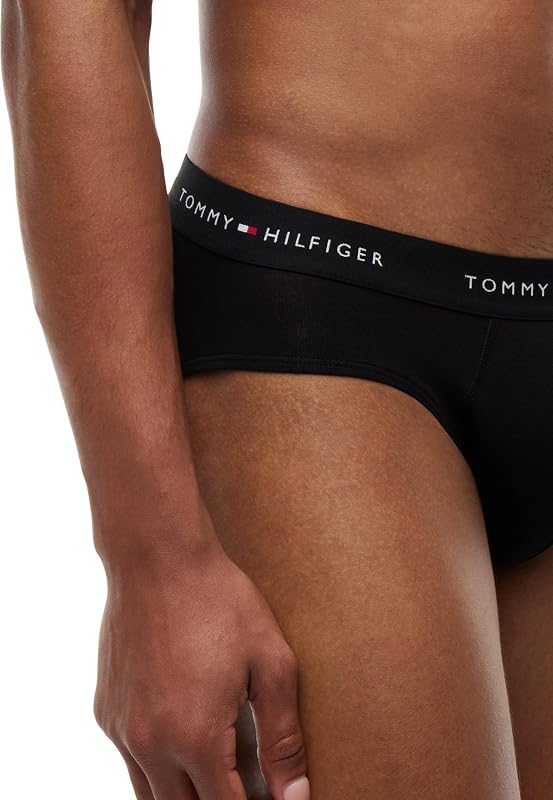 Herren 3er Pack Unterhosen Hip Briefs mit Logobund, Mehrfarbig (Mid Hthr/Blck/Th Wht), S — Foto 4 von 6