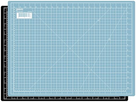 Pavo 8015511 Premium A2 Hochwertige und Selbstheilende Schneidematte Schneideunterlage, 600 x 450 mm, schwarz/hellblau