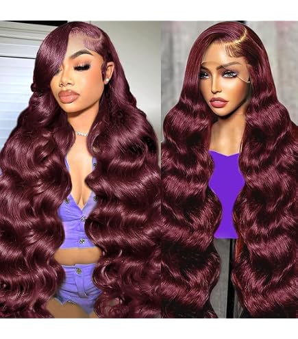 30 inch custom colored Red ombre wig. Washed before shipment. 13x6 precut wig Amazon.com : Bworto 30 Inch Burgundy Wig Human Hair 99j  main image 4