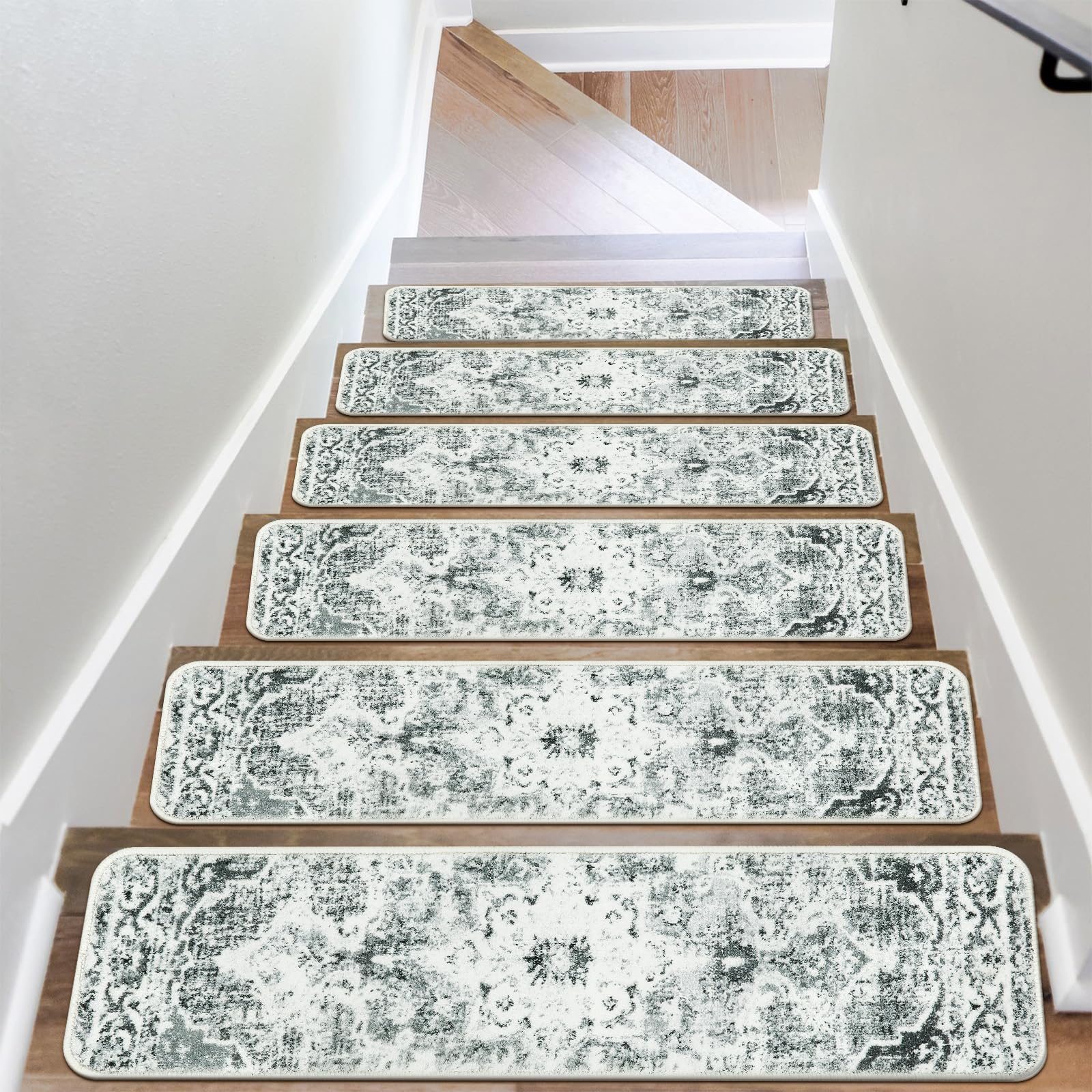 Photo 1 of OJIA Non-Slip Stair Treads for Wooden Steps 15PCS, 30"X8" Carpet Stair Treads Indoor Stair Runner Anti-Slip Stair Rugs Safety Mats for Dogs, Kids & Elders, Rubber Backing Staircase Step Covers