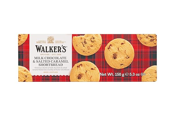 WALKER’S SHORTBREAD SALTED CARAMEL & MILK CHOCOLATE CHUNK COOKIES, PURE BUTTER SHORTBREAD COOKIES, 5.3 OUNCES
