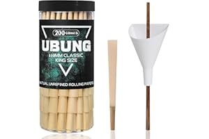 UBUNG Cones 200 Pack Brown Flagship Version | Classic King Size Pre Rolled Cones With Tips | 4.25in / 108mm Rolling Paper Inc