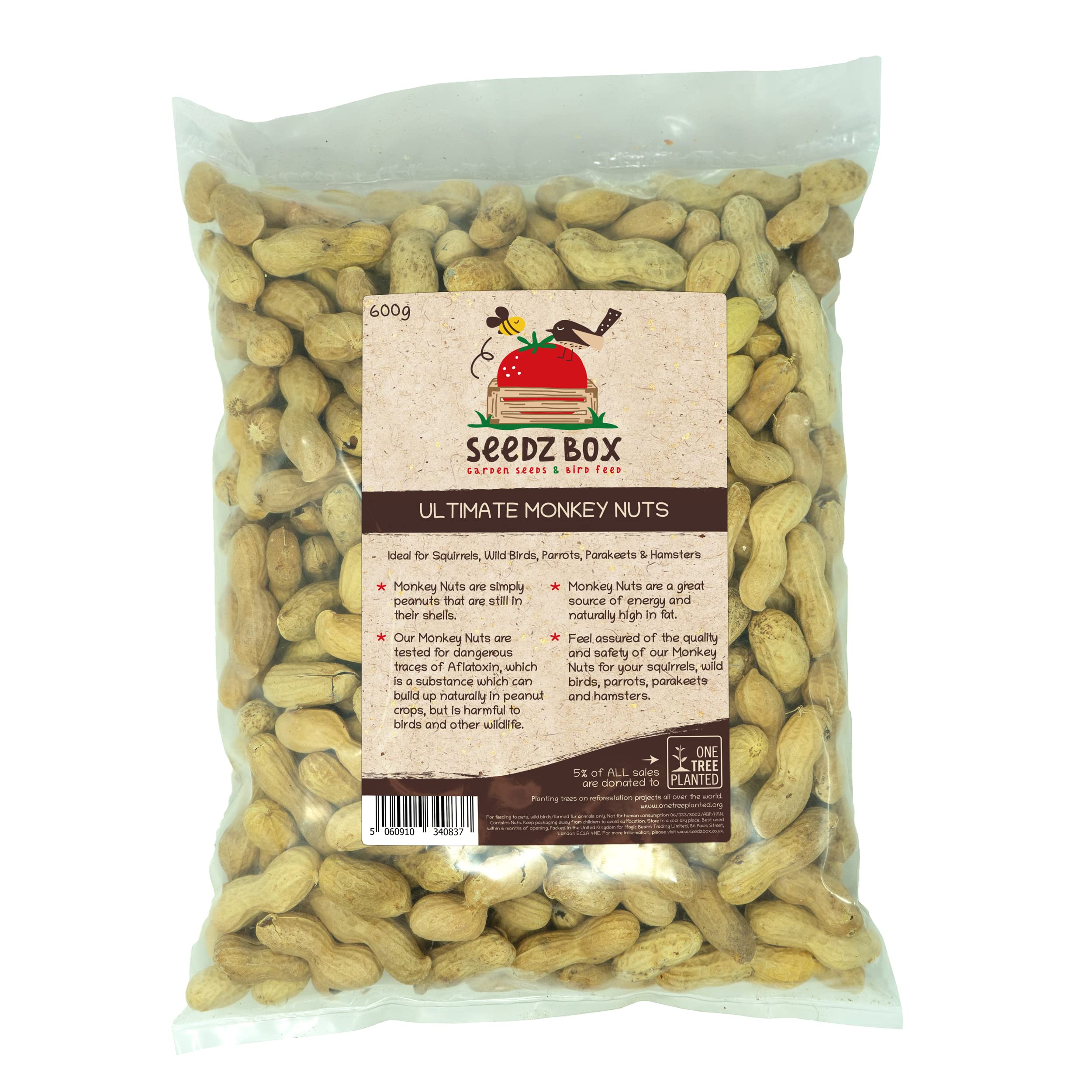 Monkey Nuts For Squirrels 600g - Wild Birds - Parrots - Parakeets - Hamsters - Monkey Nuts In Shells For Feeding Animals - Seedzbox