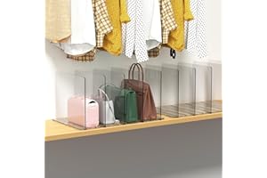 frtzal Purse Organizer for Closet, Handbag Organizer,Shelf Dividers for Closet Organization Adjustable Plastic Handbag Organizers for Closets Purse Storage Organizer (2PCS 4 layers Tra)