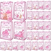 WZSTNBLA 24Pcs Valentines Gifts Bags Baby Shower Gifts Bags with Ribbons PVC Goodies Treat Tote for Birthday A Little Sweetheart is On The Way Party Supply Baby Shower Gender Reveal
