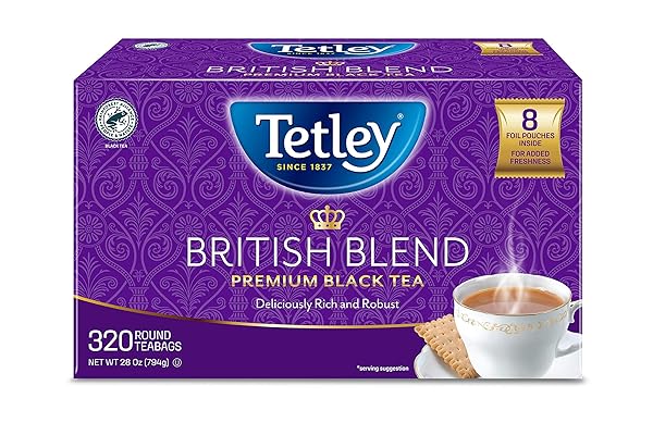 TETLEY BRITISH BLEND PREMIUM BLACK TEA, 320 TEA BAGS, RAINFOREST ALLIANCE CERTIFIED
