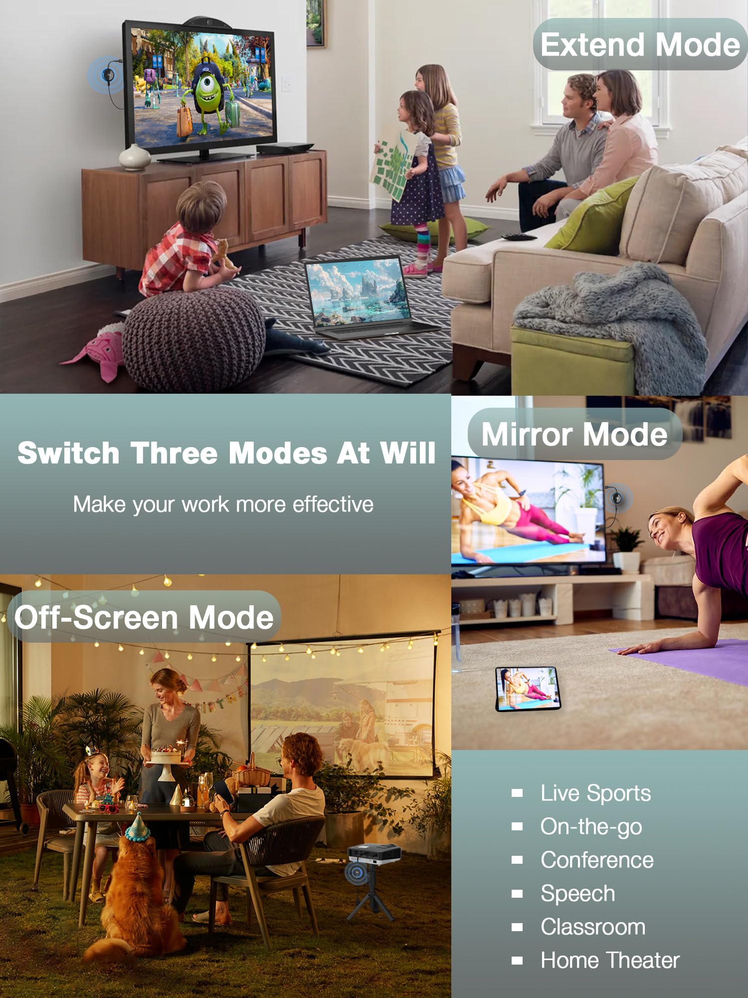 AIMIBO 4K Wireless Display Adapter 5G - Truly Plug & Play HDMI Wireless Dongle, Casting Video from Android iOS Windows MacOS Tablet Laptop to TV Monitor Projector, Support Airplay DLNA Miracast Blue