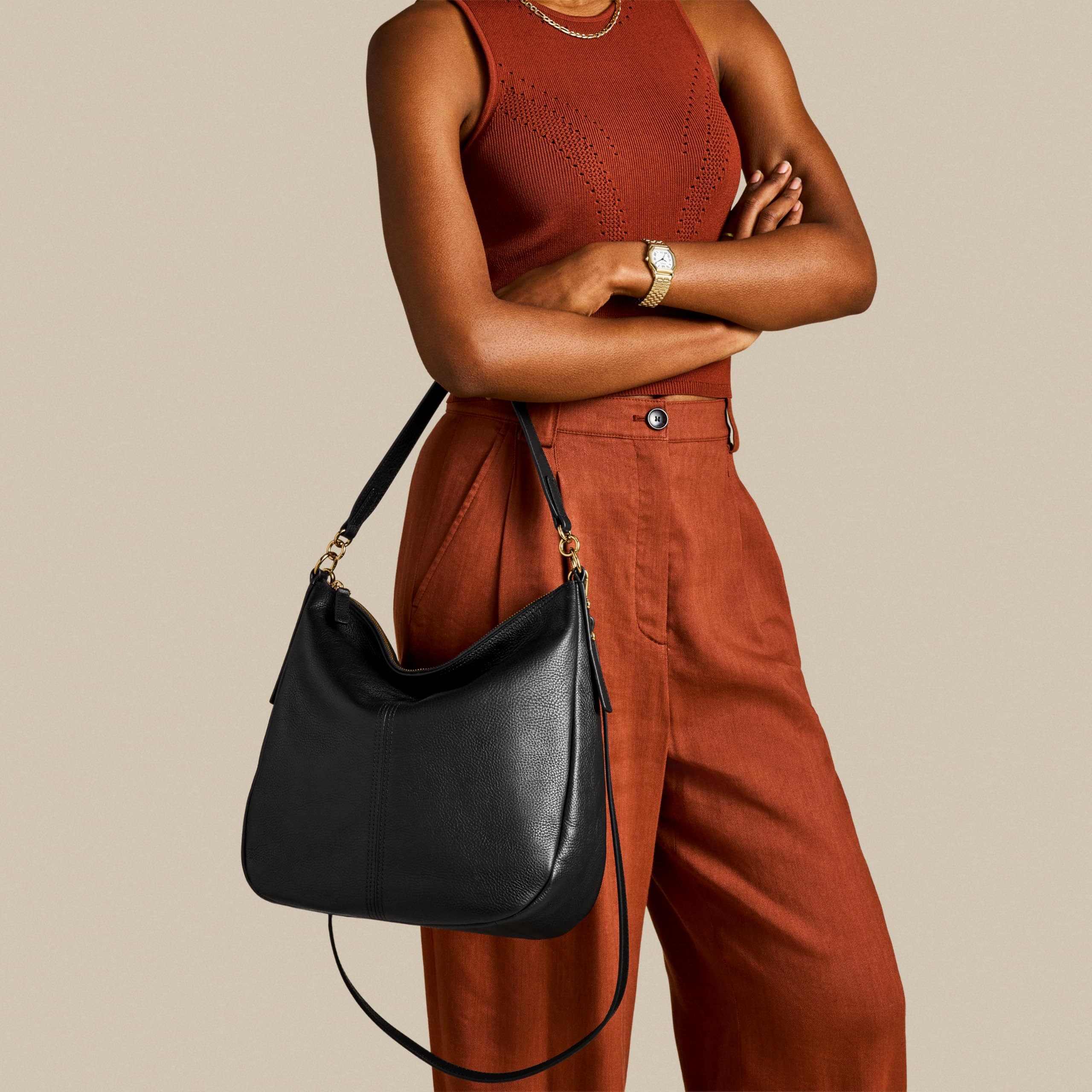 Fossil Women's Jolie Leather Hobo Purse Handbag for Women