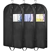 KIMBORA 35" Garment Bags for Hanging Clothes Travel, 4" Gusseted Suit Bags for Closet Storage Mens Garment Protector Cover for Coats, Jackets, Shirts (3 Packs)