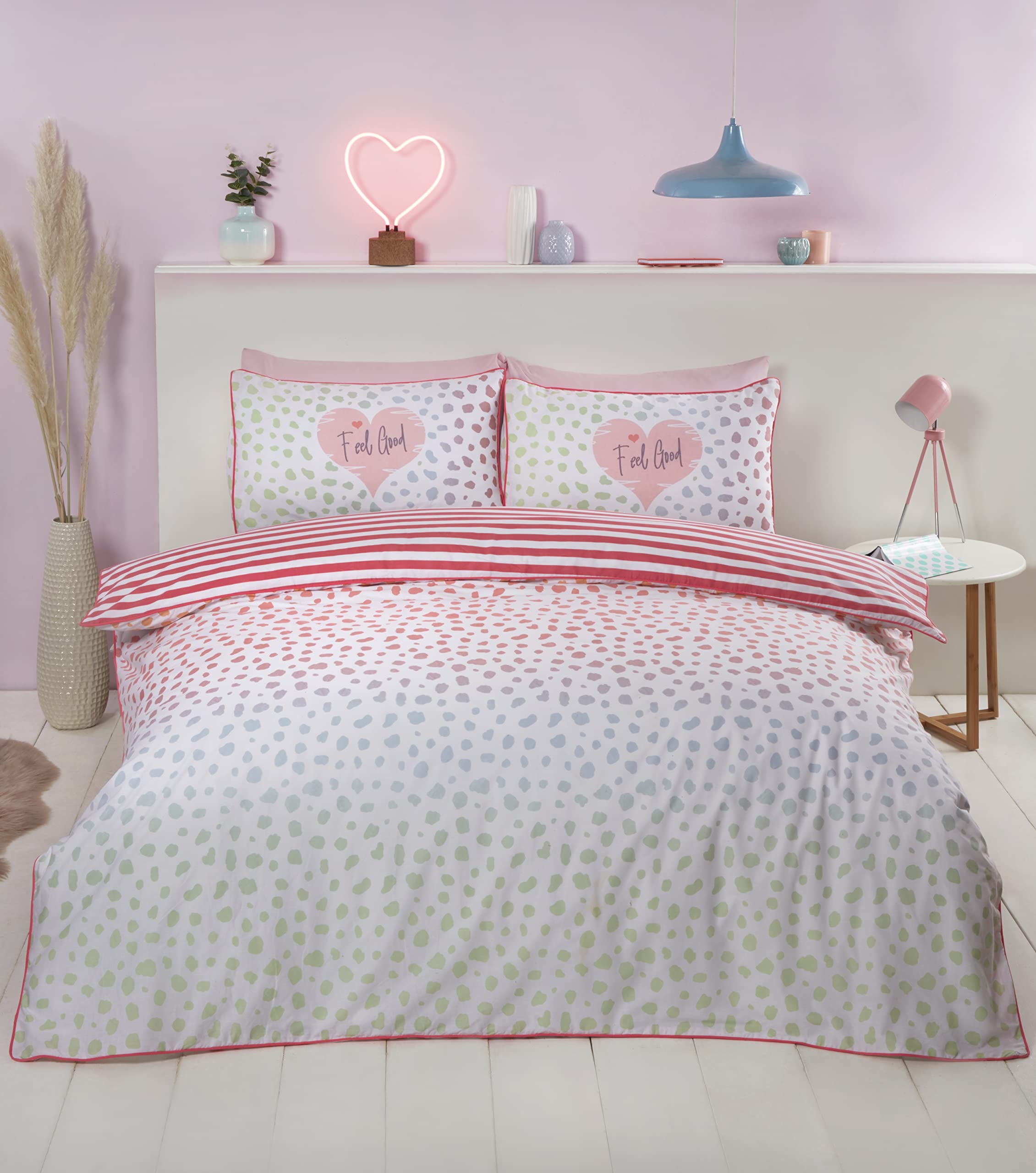 Rapport Dalmatian Blush Piped Edged Finish King Duvet Cover Bedding Set