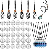 Shappy 66 Pieces Crystal Necklace Holder Empty Stone Holder Spiral Bead Cages Pendants with Adjustable Cord Fish Netted Rope Black Waxed Necklace Cord for Rock Jewelry Making Crafting Finding