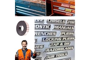 LNDHC Magnetic Tool Box Labels, Durable Premium High Magnetic Toolbox Labels, 12/24/36 Pack of Custom Premium Magnetics Toolbox Label for Tool Organization, for Mechanics, Diyers (Black, 12Pack)