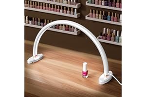 WELLTELL Small Half Moon Light for Nail Desk, 3 Color Temperature 3500K-6500K,180°Surround Moon Light Nail Tech,Half moon nail lamp for Manicure Sculpture Handicrafts etc Lighting,Personal DIY use 16inch