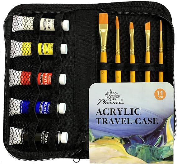 PHOENIX Acrylic Paint Set with Zip Carry Case Paint and