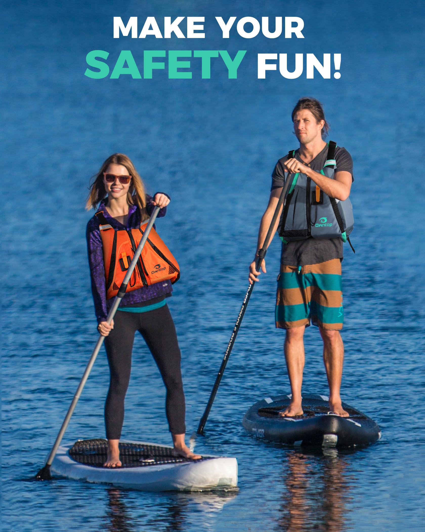 Owntop Swim Vest for Adult, Paddle Sports Swim Jackets with Adjustable Safety Strap, Premium Buoyancy Men Women Float Swim Vests for Kayaking Surfing Boating (Gray, XL/XXL) - view 5