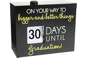 Pavilion Gift Company On Your Way to Bigger and Better Things_ Days Until Graduation - Black & Gold MDF & Plastic 30 Day Countdown Calendar