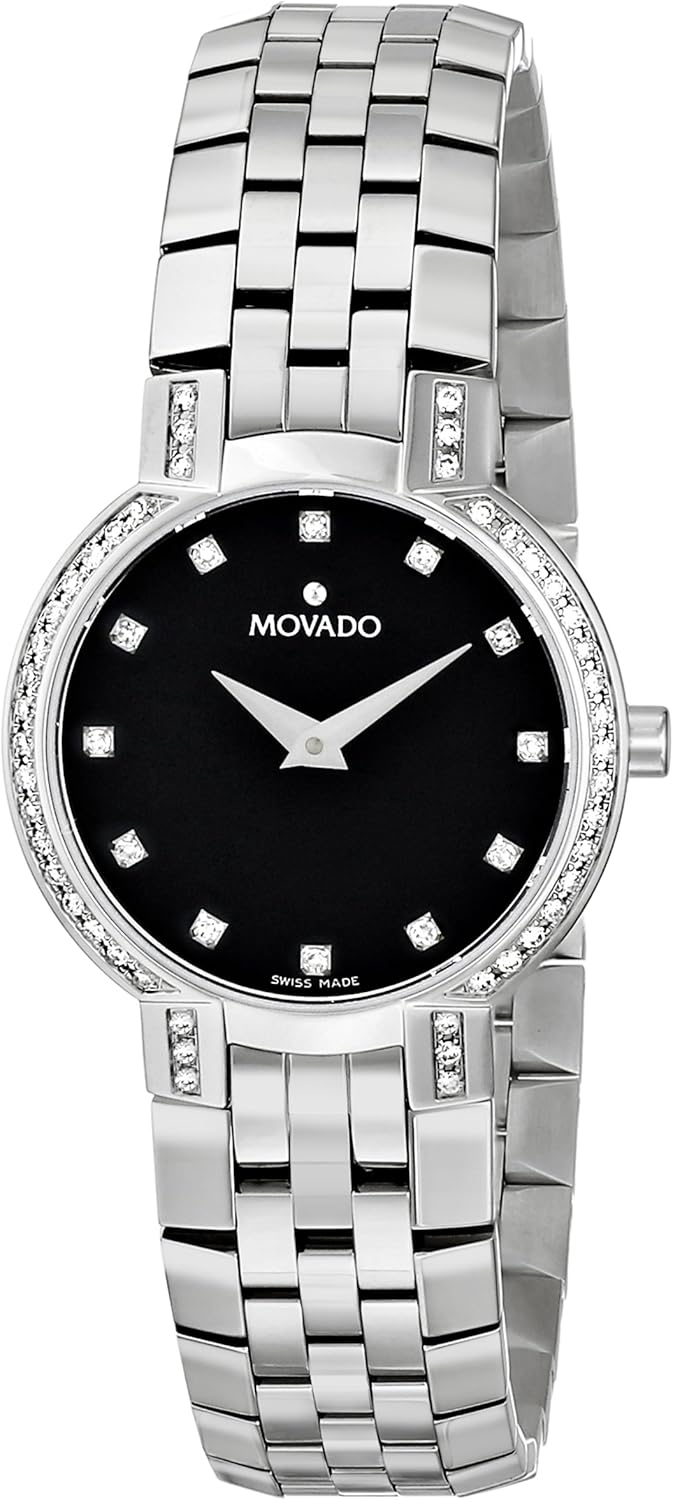 Movado Women's 605586 Faceto Diamond Accented Stainless Steel Watch