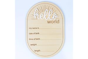 ONNIBE Hello World Newborn Signs, Birth Announcement Sign, Baby Shower Hospital Nursery for Newborn Boys and Girls (M01)