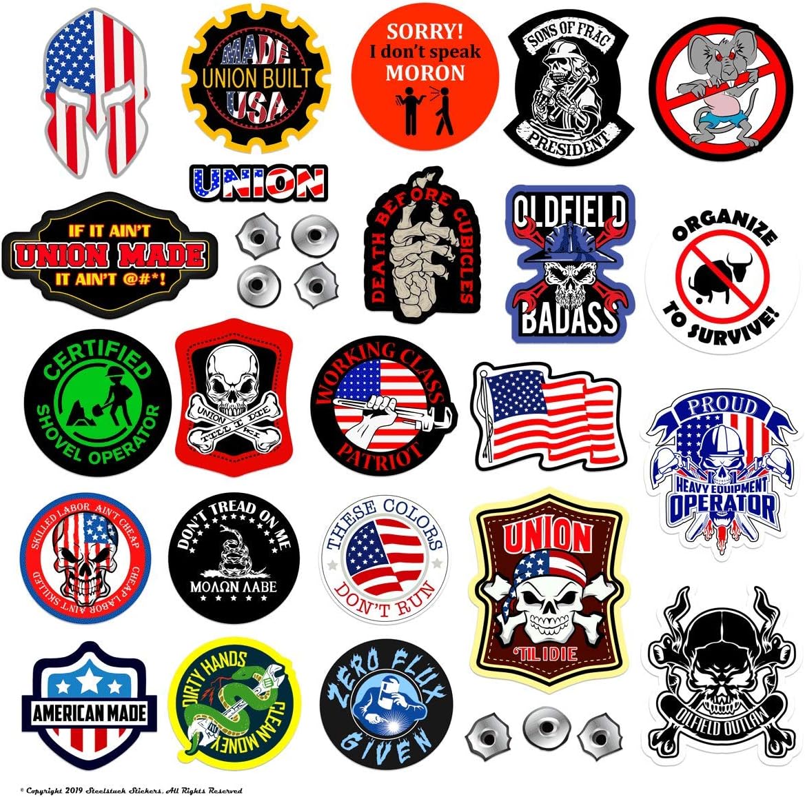 Large Union Hard Hat Stickers 100 Highest Quality Waterproof Vinyl