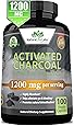 Organic Activated Charcoal Capsules - 1,200 mg Highly Absorbent Helps Alleviate Gas & Bloating Promotes Natural detoxification Derived from Coconut Shells - per Serving - 100 Vegan Capsules