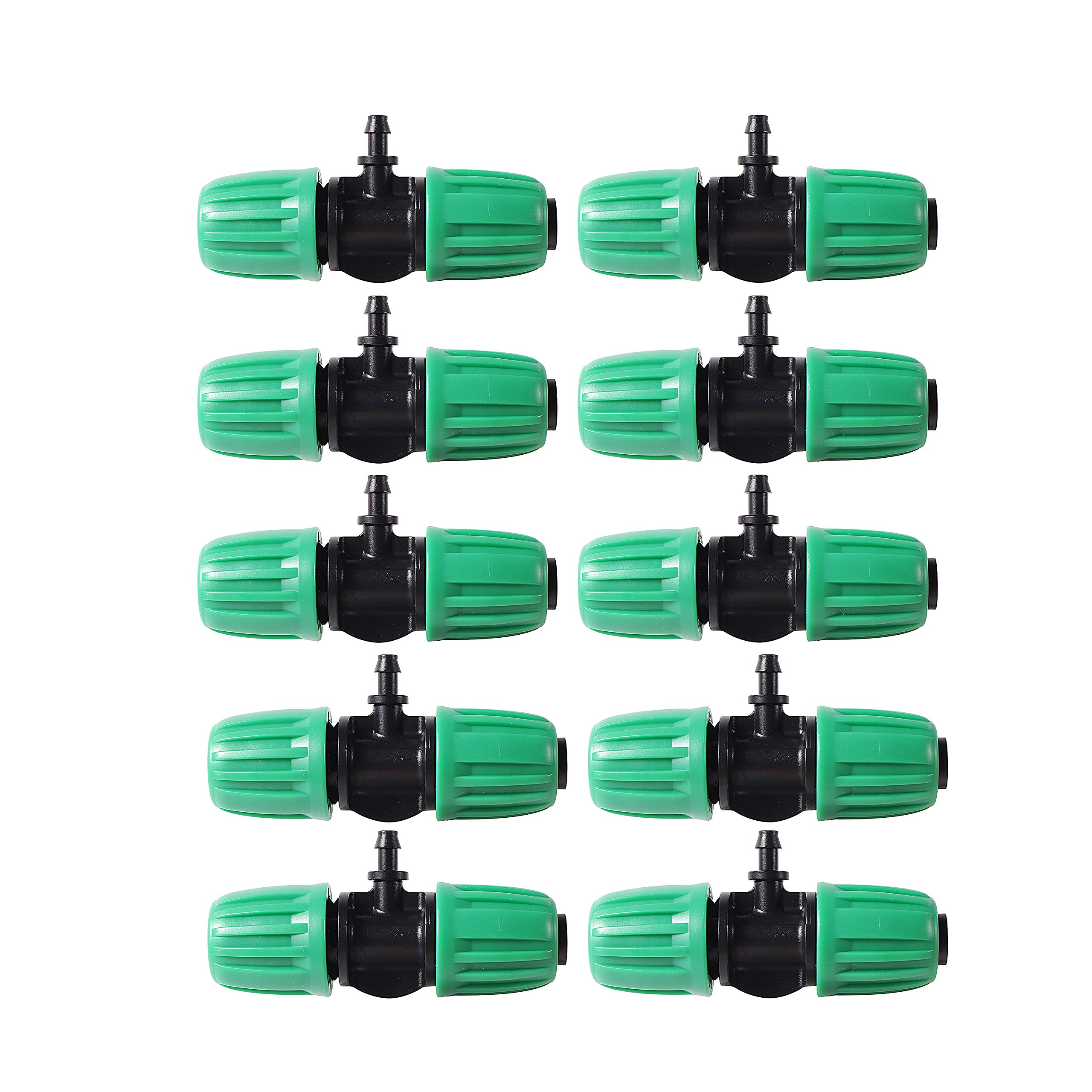 Pack of 10 Barb Tee 1/2 Inch to 1/4 Inch Irrigation Pipe Anti-Drop Quality Fitting (Fits 13mm ID / 4mm ID)