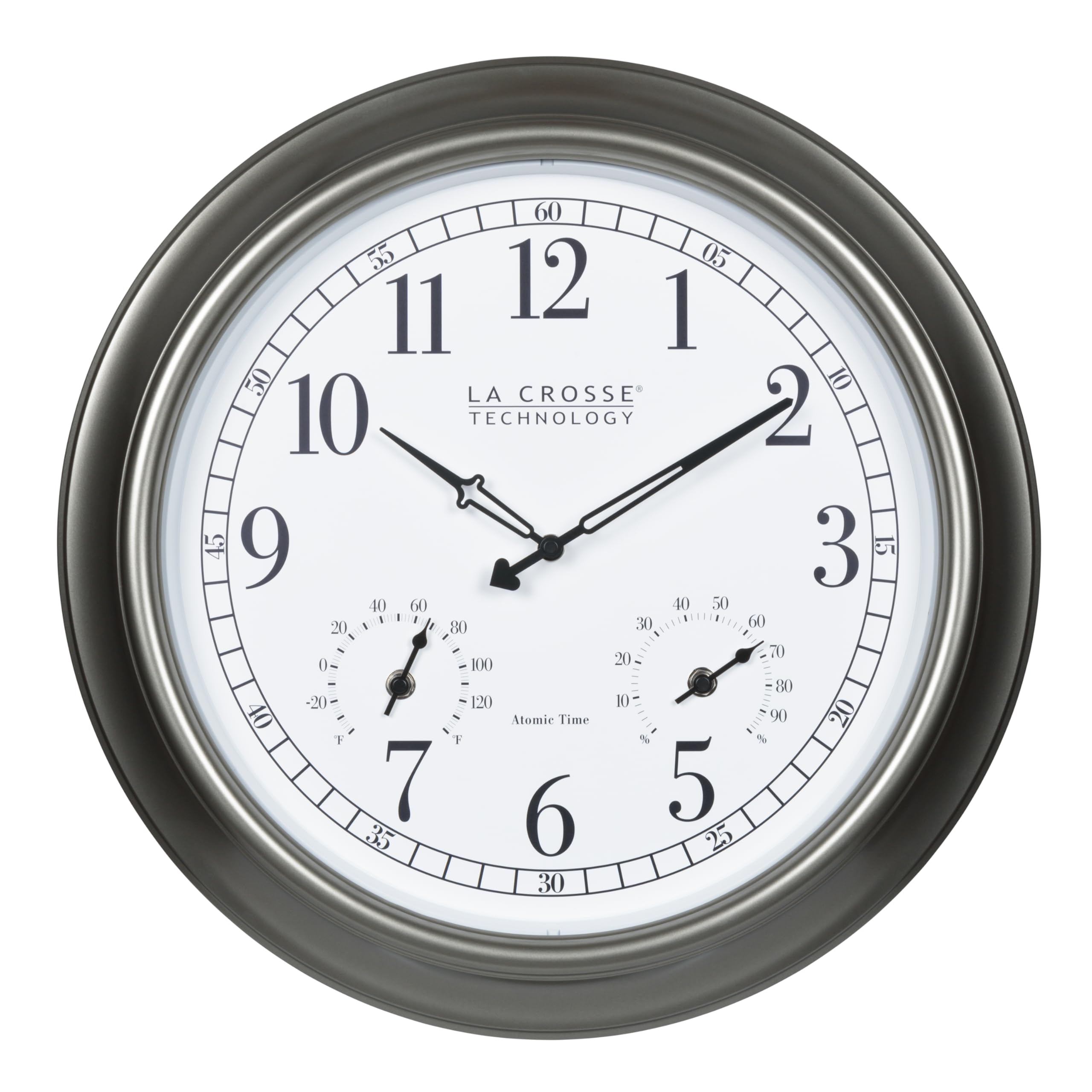 Photo 1 of ***(PARTS ONLY -HANDS BROKEN -SELLING AS PARTS ONLY)*** 
La Crosse Technology 404-00237-INT 18" Atomic Outdoor Clock with Thermometer & Hygrometer