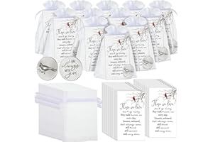 50 Set Cardinal Memorial Coins Angel Sign Gifts Set Include Cardinal Funeral Pocket Token Memorial Sign Poem Cards and White 