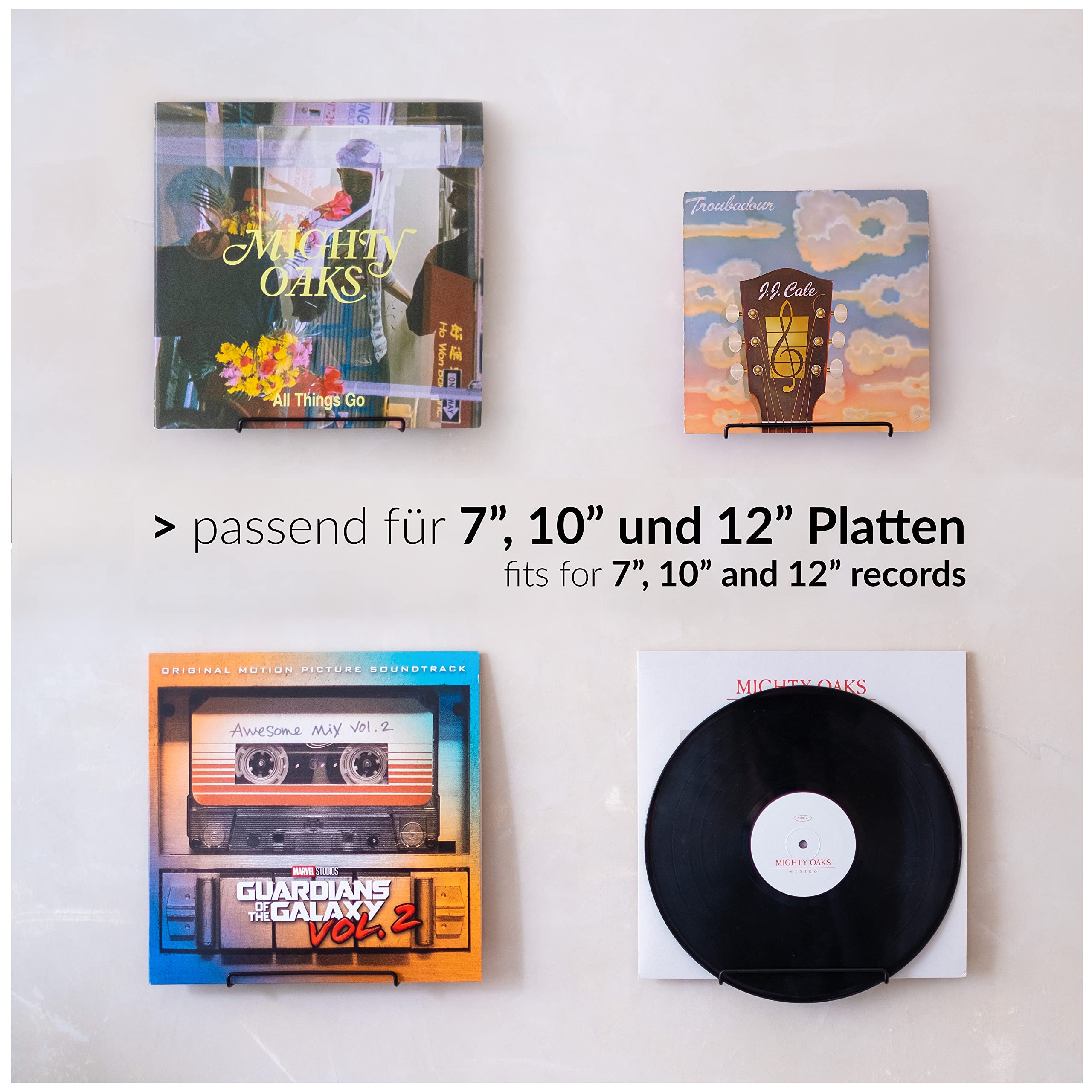 VinylRecordsLove Schallplatten Wandhalterung | 4 Stück | Vinyl Aufbewahrung | Farbe Matt Schwarz Metall | Vinyl Wandhalterung | Schallplatten Zubehör und Vinyl Regal | Schallplatten Deko für die Wand 5