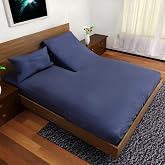 Royal Bliss 1900 Top Split King Sheets Sets for Adjustable Bed, 4 Pcs Double Brushed Deep Pockets Microfiber Sheets, 34 Inch Split Top Fitted Sheet, 1 King Flat Sheet and 2 Pillowcase Navy Blue