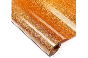 Yiwloer Coffee Orange Glitter HTV Heat Transfer Vinyl, 12" x 5ft lron on Vinyl, for T-Shirt Ironing, Vinyl HTV Easy to Cut and Weed, The Best Choice for DIY Creativity. (Coffee Orange, 12" x5ft)