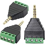 GELRHONR 3.5mm 4 Screw Terminal Adapter, 1/8 Inch 4 Pole Stereo TRRS Audio Plug Solderless Converter for Headphone Headset an