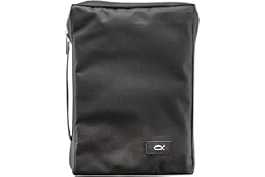 CHRISTIAN ART GIFTS Promo Poly-Canvas Bible / Book Cover w/Fish Applique (Large, Black)