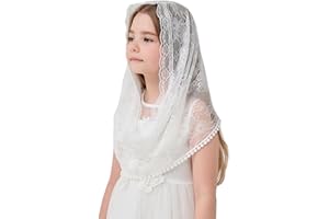 YuRongsxt First Communion Infinity Scarf Floral Infinity Veils for Girls Chapel Infinity Veils Baptism Veil for Girls K11