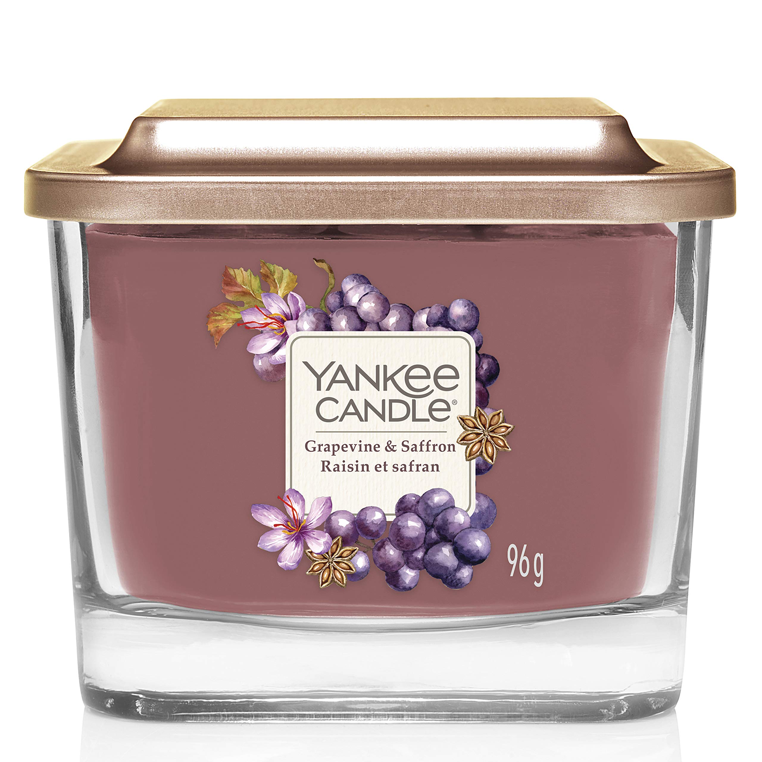 Yankee Candle Wick Square Scented Candle, Wax, Grapevine & Saffron, Small