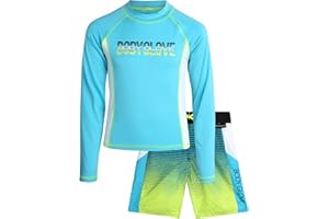 Body Glove Boys Swim Set - 2 Piece UPF 50+ Swim Trunks and Rash Guard for Boys Kids Swimwear Set (Sizes: 4-12)