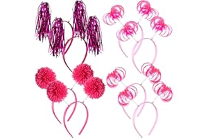 Censen 8 Pcs Halloween Pom Pom Headbands Spirit Party Headbands Tinsel Ponytails Head Bopper for Christmas Birthday Festival