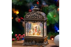 MXWCY Christmas Snow Globes, Snowman Water Lantern, 8 Christmas Music, USB Powered & Battery, Holiday Decorations Gifts for Family Children or Friends