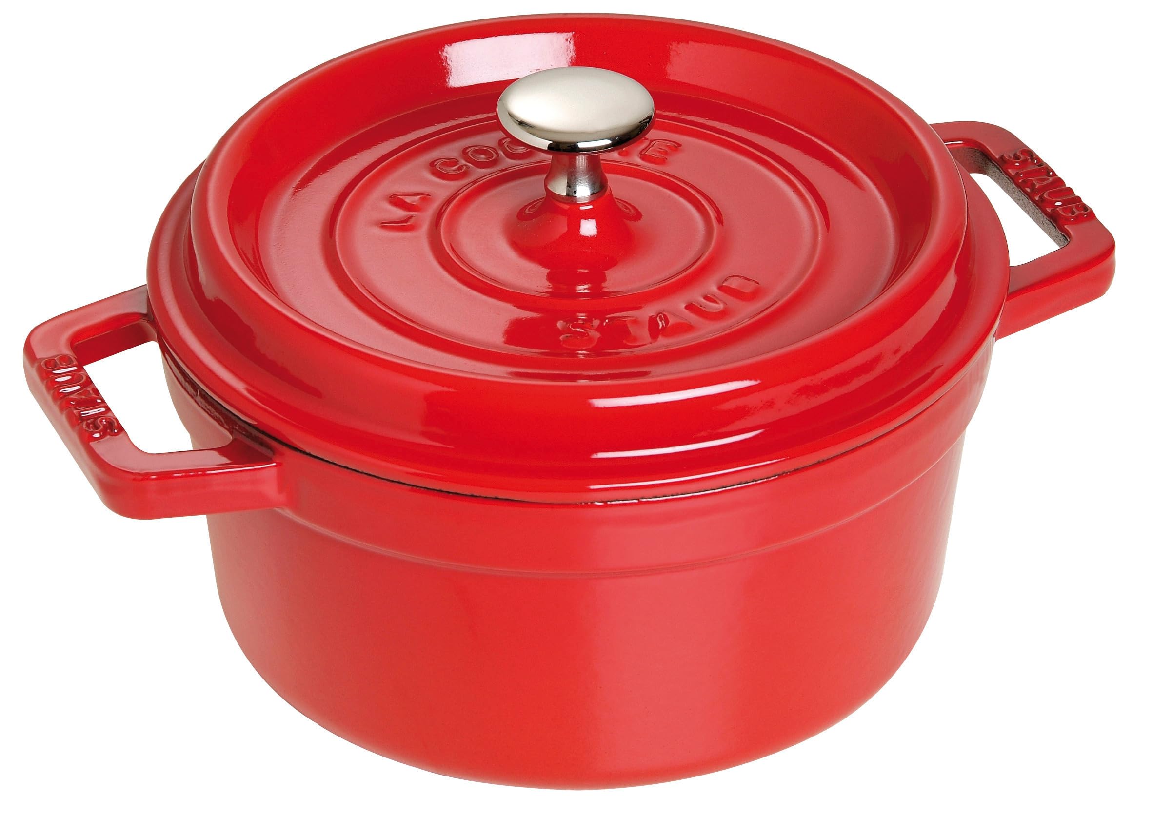 STAUB Cast Iron Roaster/Cocotte, Round, 22 cm, 2.6 L, Cherry Red