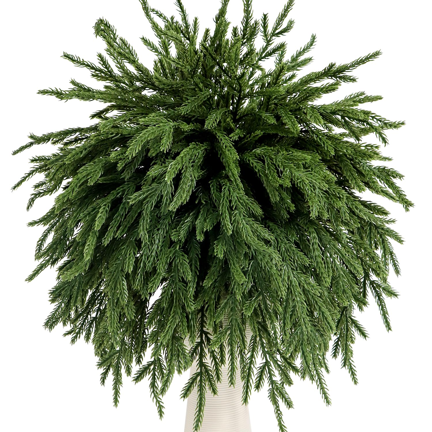 KKSTY 6Pcs Norfolk Pine Stems,17''Real Touch Artificial Norfolk Pine Branches Christmas Foliage Picks Tree Filler Branches for Xmas Vase Filler Wreath Garland Home Decor