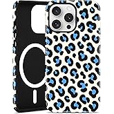 Jusy Compatible with MagSafe Leopard Print Phone Case for iPhone 13 Pro Max, Trendy Luxury Magnetic Soft TPU and Hard PC Protective Phone Cover for Women Girls - Blue Leopard