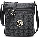 MARCO M KELLY Crossbody Bags for Women Travel Vegan Leather Multi Zip Pockets Crossbody Purses Trendy Monogram Shoulder Bags