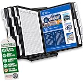 Ultimate Office AdjustaView Expandable Desk Reference Display Organizer 20B | 5 Adjustable Viewing Angles, Dual Weighted Base, 20 Letter Size EZ-Load Black Pockets, ADD-ON to Expand Capacity at Anytime